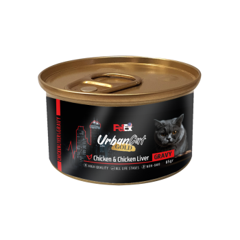 Petex Urban Cat Gold - chicken & chicken liver in gravy 85 grams