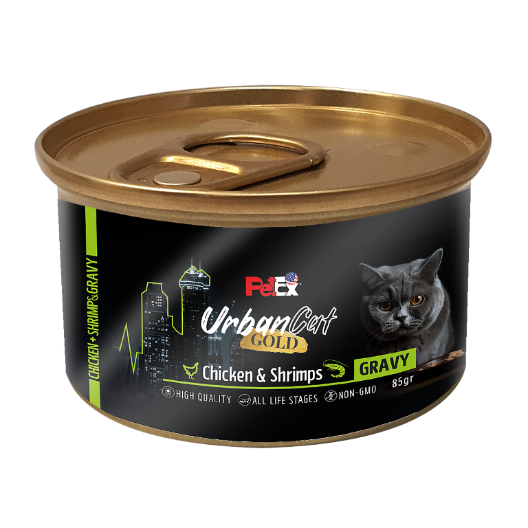Petex Urban Cat Gold - chicken & shrimps in gravy 85 grams