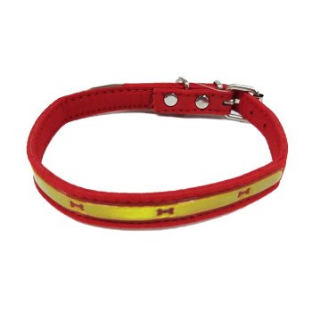Adjustable Red Cat Collar With Bright Yellow Stripe