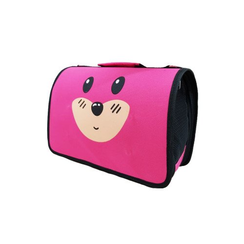 Nunbell Pet Folding Carrier Bag For Cats & Small Dogs (Dark Pink)