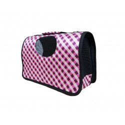 Nunbell Pet Folding Carrier Bag For Cats & Small Dogs (Purple Grid)