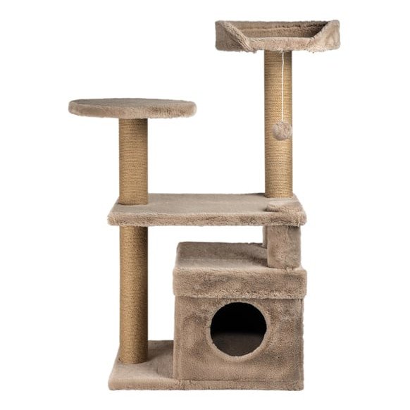 Amazona Cat Playhouse and Scratching Platform - Beige