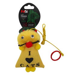 Petex canvas fabric cat teaser with synthetic fur + catnip