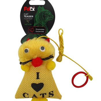 Petex canvas fabric cat teaser with synthetic fur + catnip