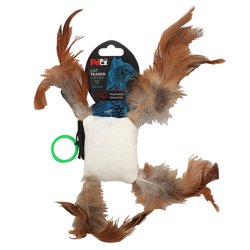 Petex canvas fabric & synthetic feathers toy for cats