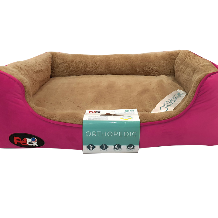 Petex سرير تقويم العظام للكلاب (زهري)