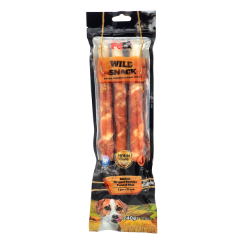 Petex chicken wrapped rawhide twisted stick 11"