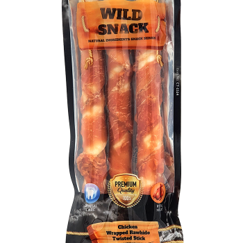 Petex chicken wrapped rawhide twisted stick 11"