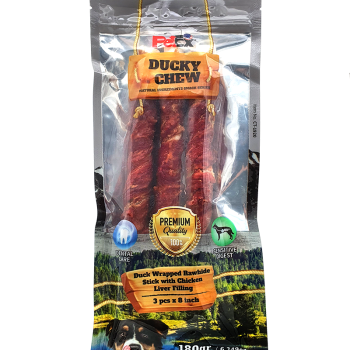 Petex Duck wrapped Rawhide stick with chicken liver filling