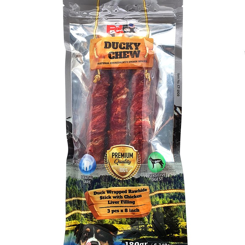 Petex Duck wrapped Rawhide stick with chicken liver filling