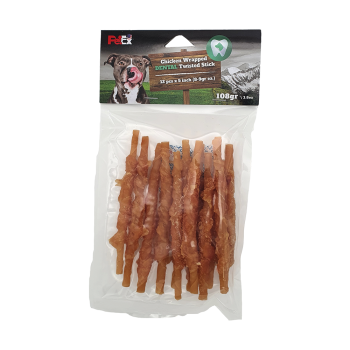 Petex 12 pcs 5" Chicken Wrapped Dental Twisted Stick