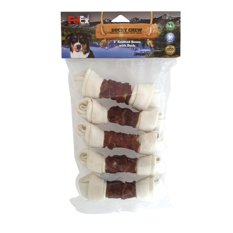 Petex 5" knotted Bone with Duck