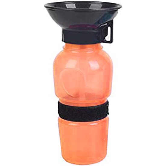 Leak Proof Portable squeeze Water Bottle with Bowl Dispenser for Outdoor Walking / Travel