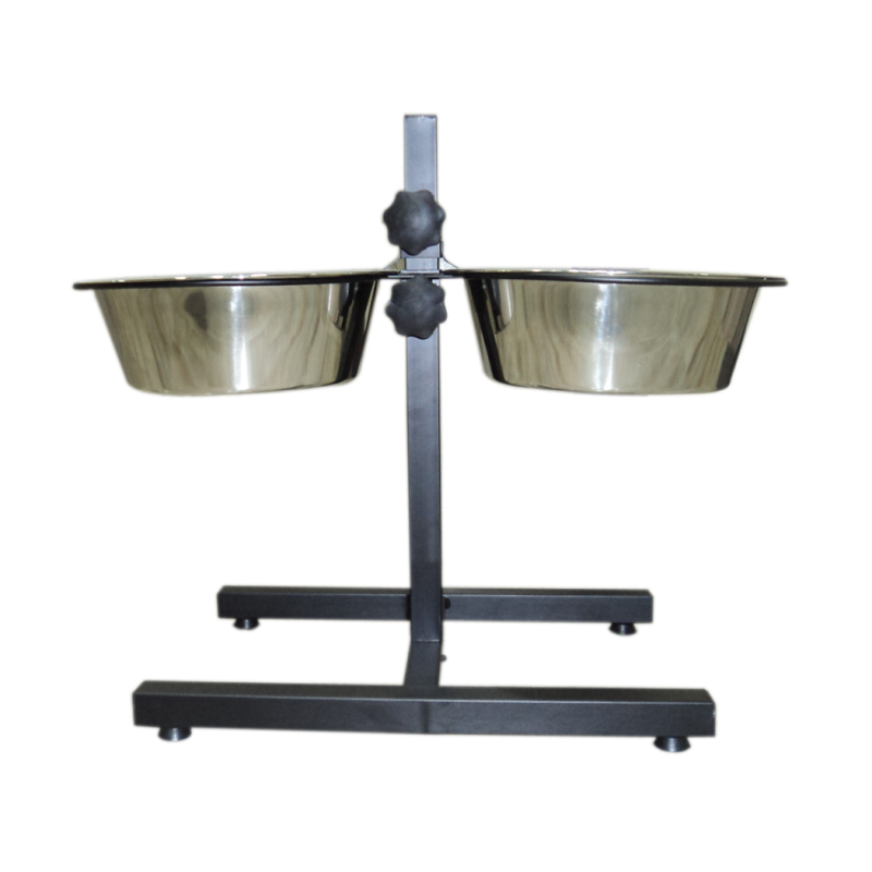 Petex pair of stainless steel bowls with adjustable Stand