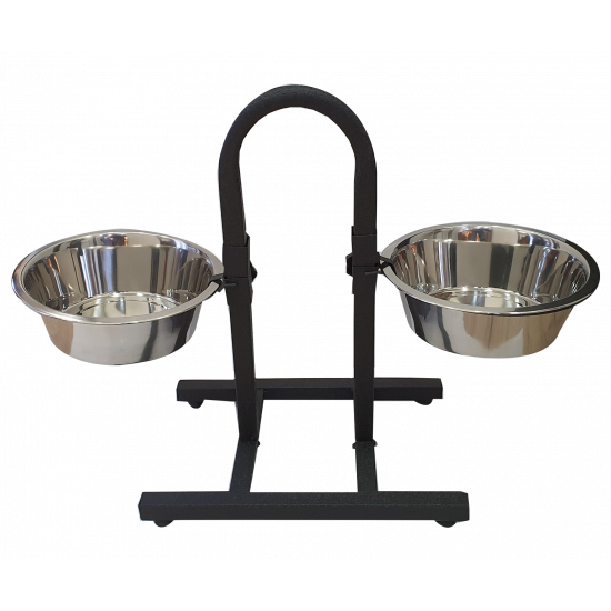 Petex Black Stand with a pair of stainless steel bowls 