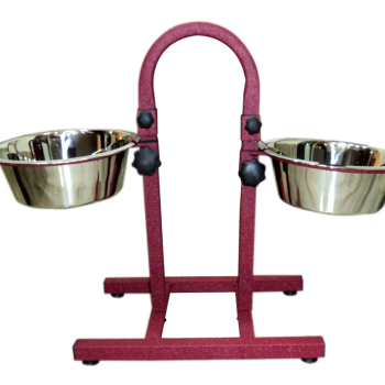 Petex Red Stand with a pair of stainless steel bowls