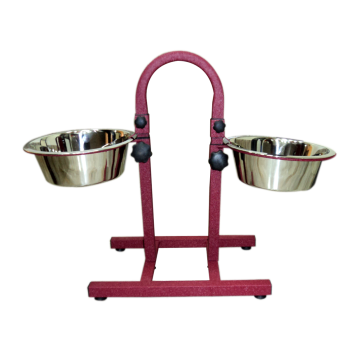 Petex Red Stand with a pair of stainless steel bowls