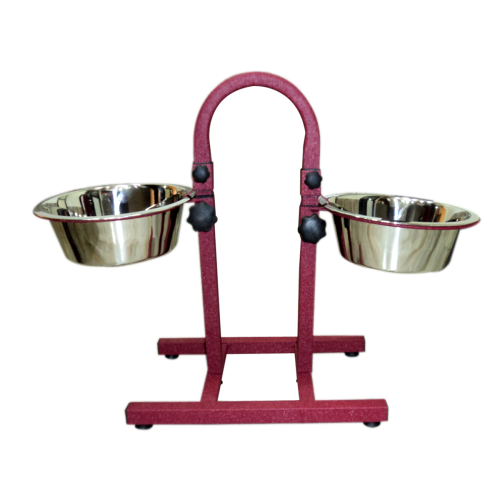 Petex Red Stand with a pair of stainless steel bowls 