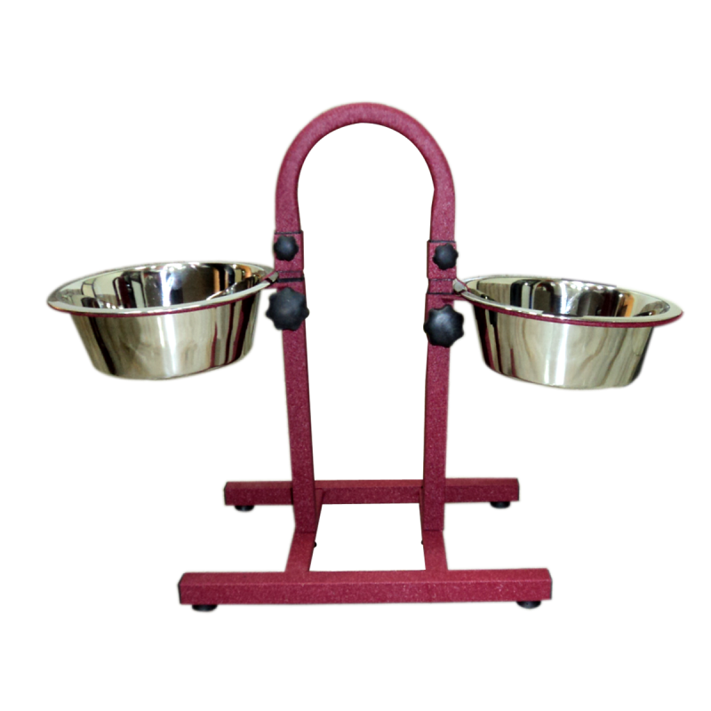 Petex Red Stand with a pair of stainless steel bowls