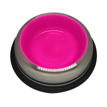 Petex Stainless Steel Bowl with Rubber Bands in a Bright Pink Color
