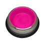 Petex Stainless Steel Bowl with Rubber Bands in a Bright Pink Color
