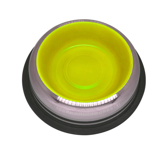 Petex Stainless Steel Bowl with Rubber Bands in a Bright Yellow Color