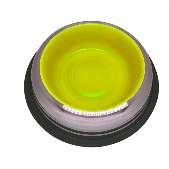Petex Stainless Steel Bowl with Rubber Bands in a Bright Yellow Color