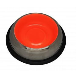 Petex Stainless Steel Bowl with Rubber Bands in a Bright Orange Color