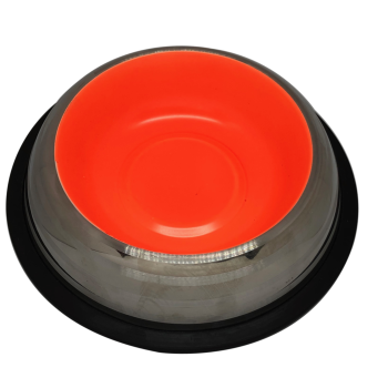 Petex Stainless Steel Bowl with Rubber Bands in a Bright Orange Color