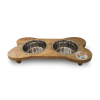 Petex Wooden Stand with Stainless Steel Bowls 946 ml