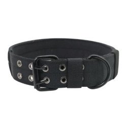 Adjustable Military Durable Wide Nylon Dog Collar - Black