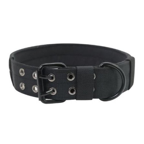 Adjustable Military Durable Wide Nylon Dog Collar - Black