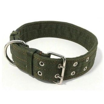 Adjustable Military Durable Wide Nylon Dog Collar - green striped