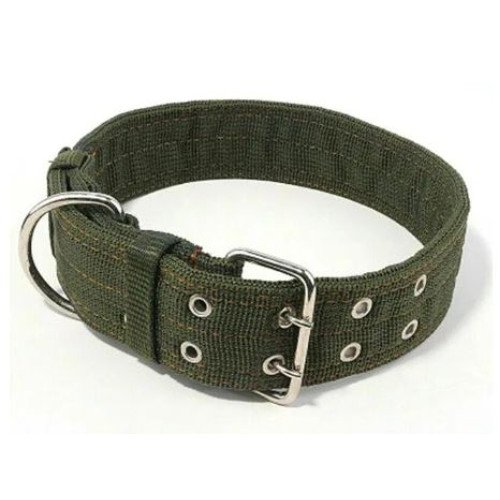Adjustable Military Durable Wide Nylon Dog Collar - green striped
