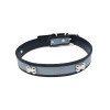 Nunbell Leather collar with Gray Stainless Steel Bones L
