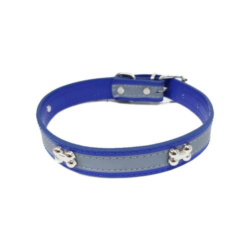 Nunbell Leather collar with Gray Stainless Steel Bones S