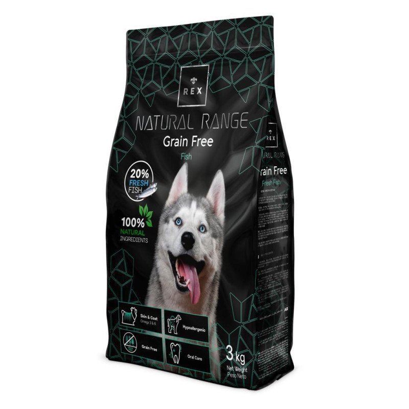 REX adult dogs grain free food with Fish 3KG