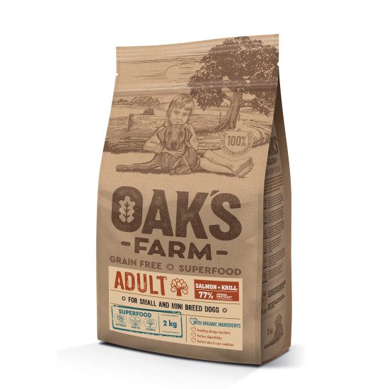 OAK'S FARM GRAIN-FREE ADULT DOG FOOD WITH SALMON AND KRILL – SMALL BREEDS
