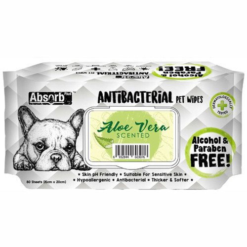 Absorb Plus Antibacterial Pet Wipes - Aloe Vera