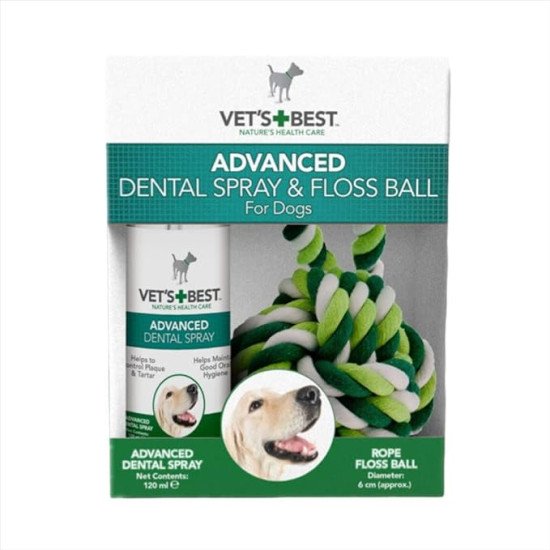 Vet's Best Advanced Dental Spray & Floss Ball for Dogs