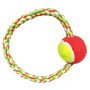 Pet premium tug ring toy with tennis ball
